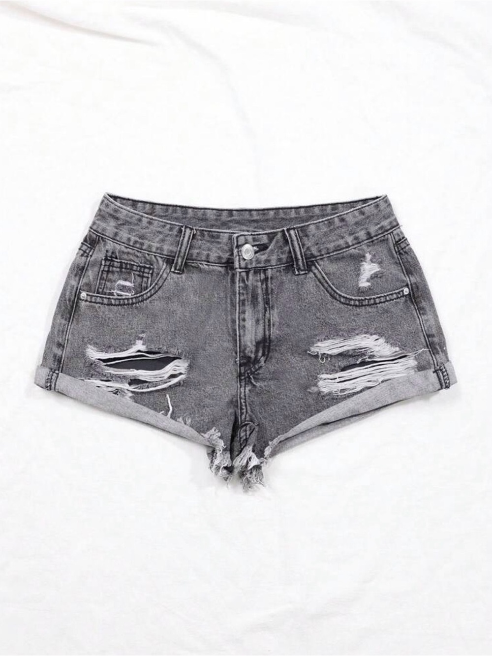 Aeropostale Gray Distressed Ripped Denim Shorts